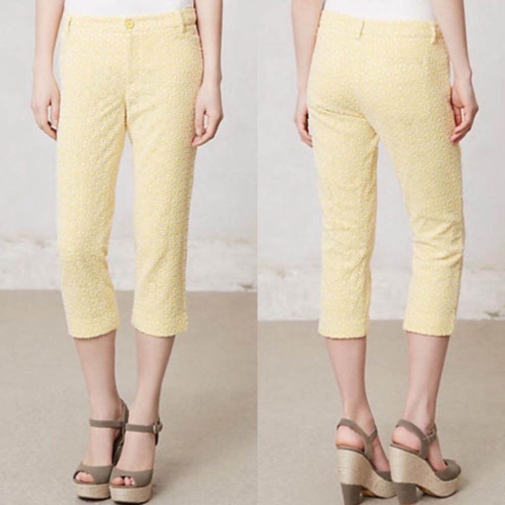 Anthropologie yellow crop pants.